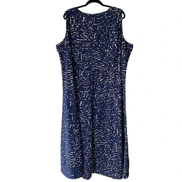 COLDWATER CREEK NWOT SLEEVELESS COTTON INDIGO BLUE PRINT SHIFT DRESS | XXL - Picture 7 of 10